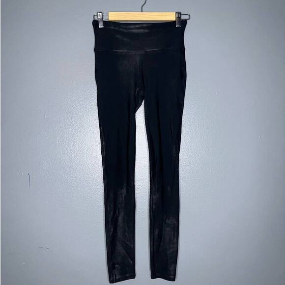 SPANX Faux Leather Leggings in Very Black Women's Size Small Stretch Compression - Picture 2 of 8